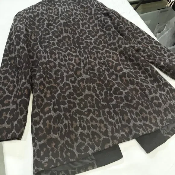 Betsey Johnson Wool Blend Coat Leopard Print Bow Neckline XS Glam - Picture 4 of 12